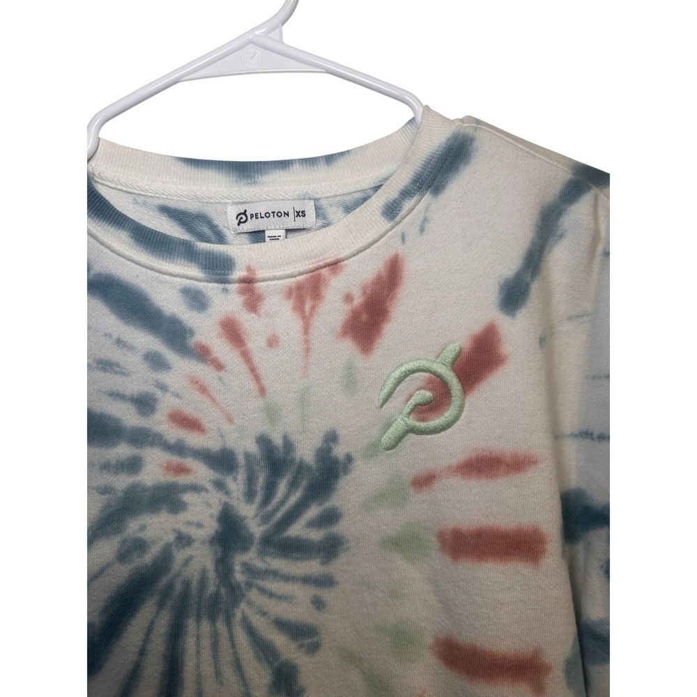 Peloton Womens XS Tie Dye Cropped‎ Sweatshirt Blue Orange Green PT201083P Cotton